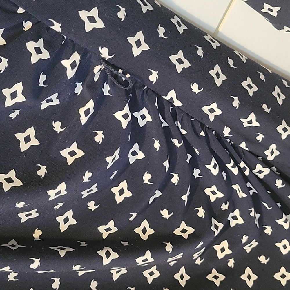 LAUREN RALPH LAUREN RUCHED DRESS  XL  NAVY/WHITE - Picture 8 of 14